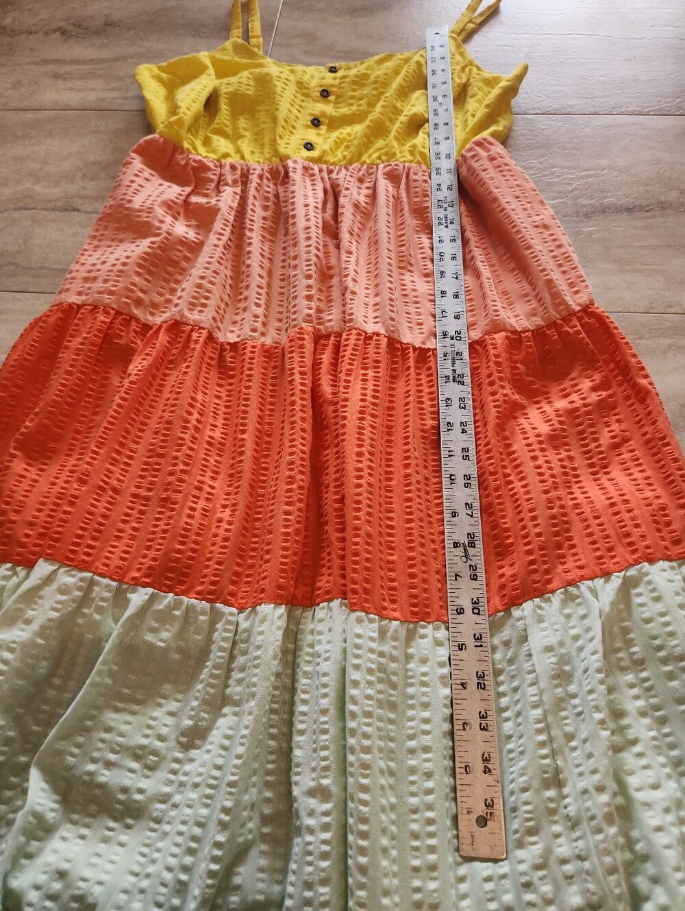 Torrid Seersucker Tiered Colorblock Maxi Dress Sunset Pastel Sorbet SZ: 1/1X - Picture 9 of 12
